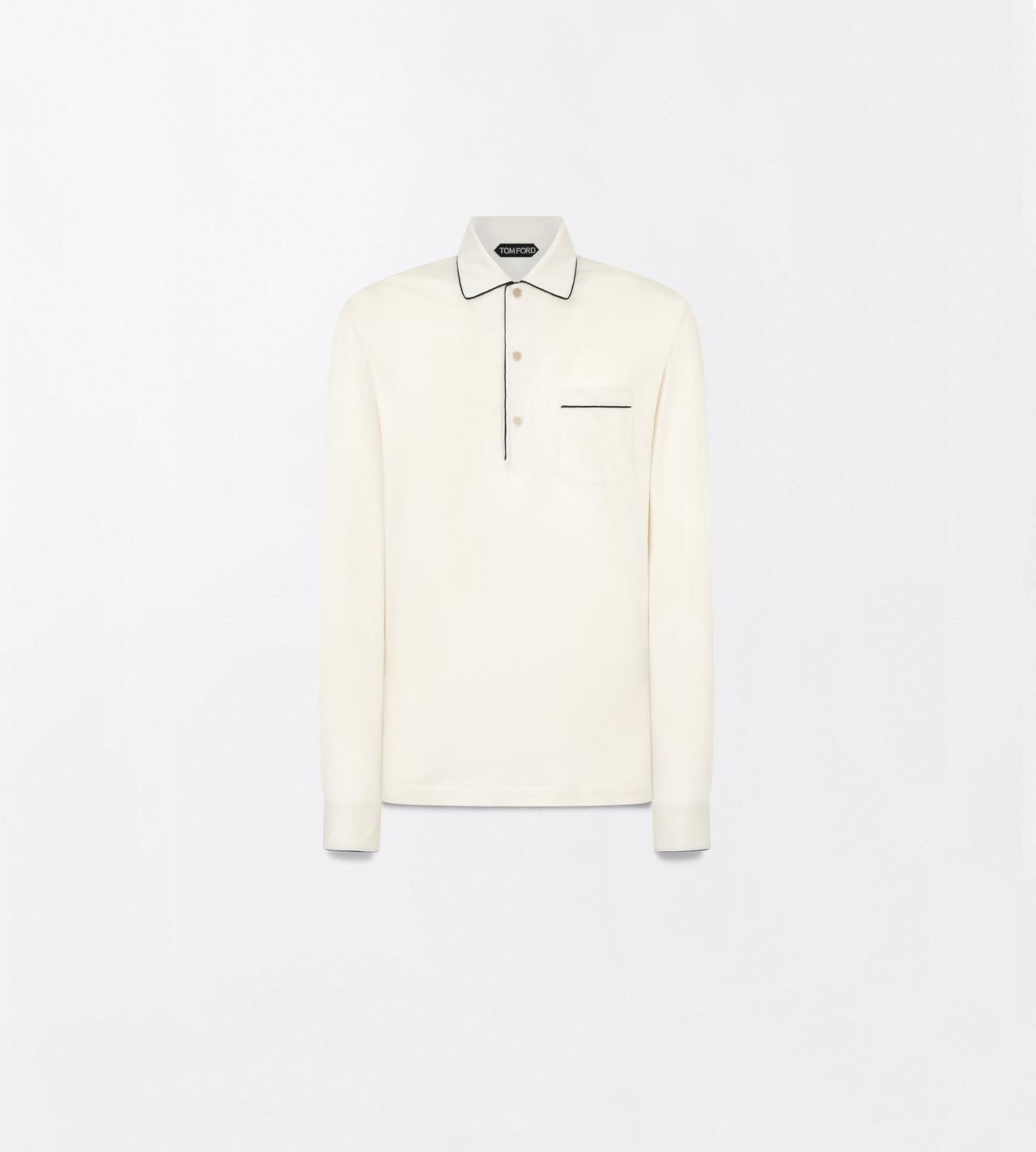 TOM FORD SILK COTTON BLEND ECRU COTTON SILK PIQUET POLO