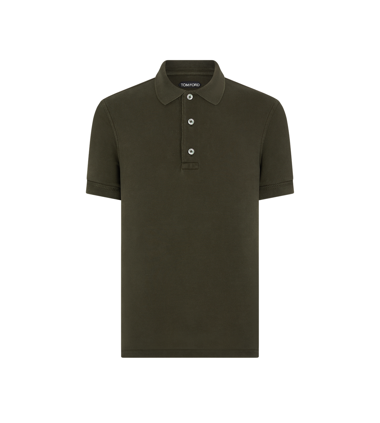 TOM FORD LYOCELL COTTON BLEND MILITARY GREEN PIQUET POLO