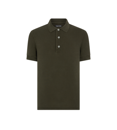 TOM FORD LYOCELL COTTON BLEND MILITARY GREEN PIQUET POLO