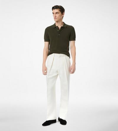 TOM FORD LYOCELL COTTON BLEND MILITARY GREEN PIQUET POLO