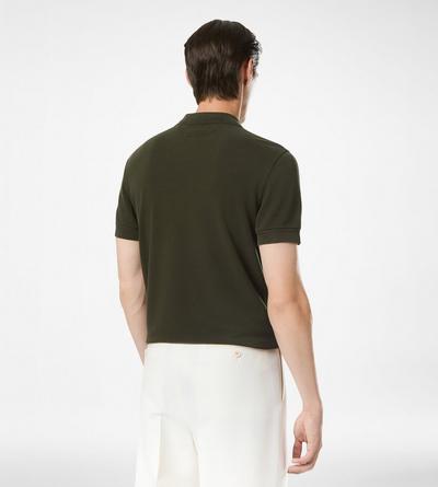 TOM FORD LYOCELL COTTON BLEND MILITARY GREEN PIQUET POLO