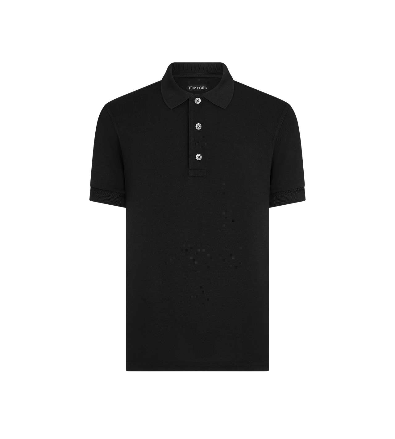 TOM FORD LYOCELL COTTON BLEND BLACK PIQUET POLO&nbsp;