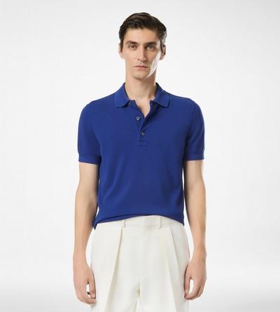 TOM FORD LYOCELL COTTON BLEND ROYAL BLUE PIQUET POLO