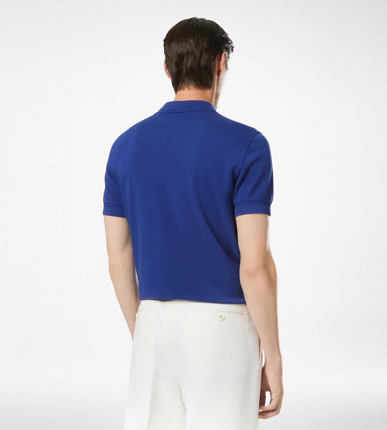 TOM FORD LYOCELL COTTON BLEND ROYAL BLUE PIQUET POLO