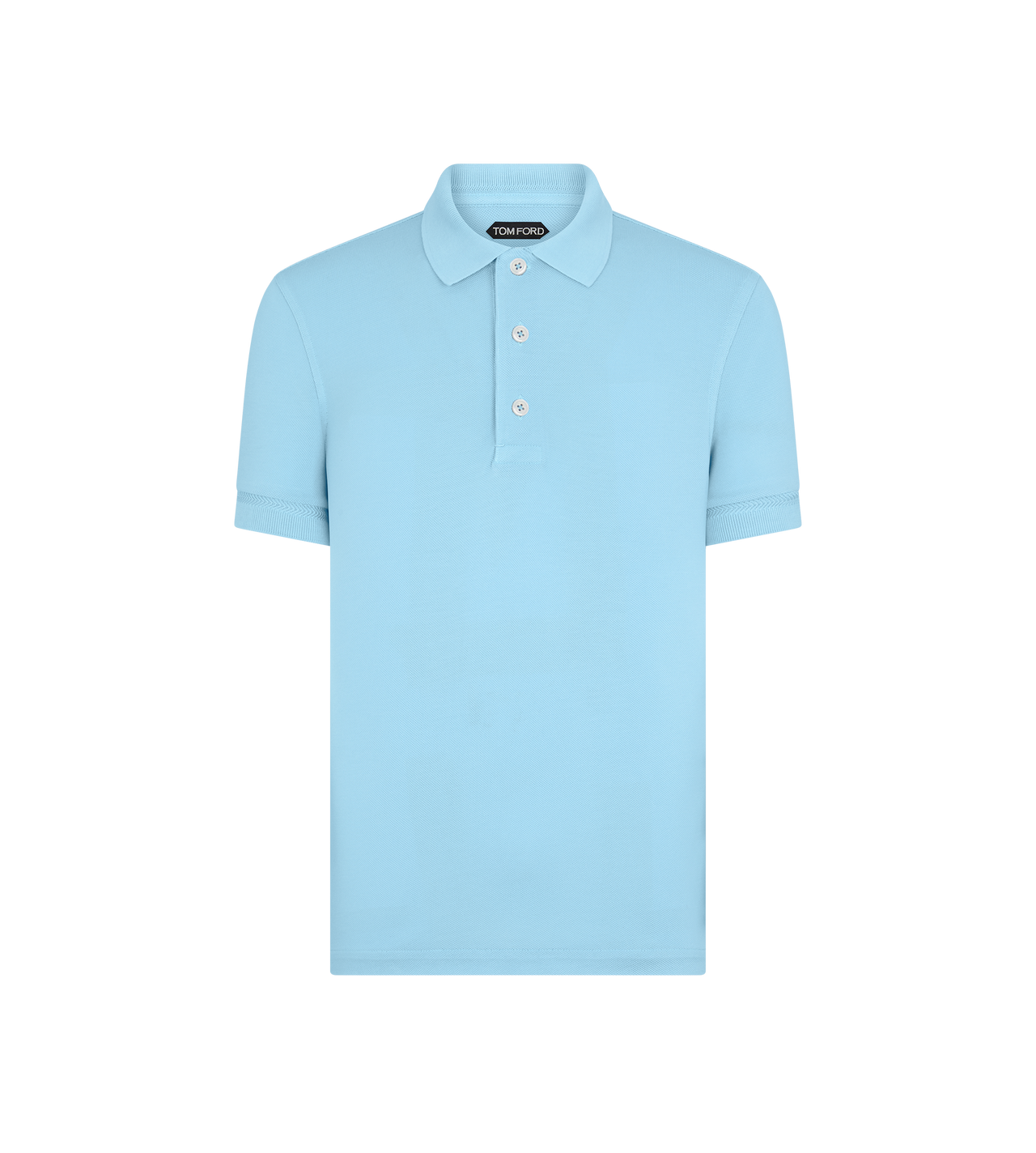 TOM FORD LYOCELL COTTON BLEND TURQUOISE POLO IN PIQU&Eacute;