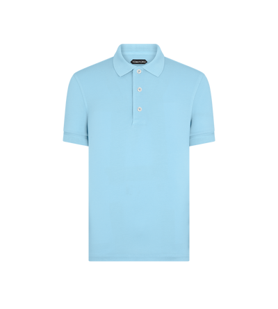 TOM FORD LYOCELL COTTON BLEND TURQUOISE POLO IN PIQU&Eacute;