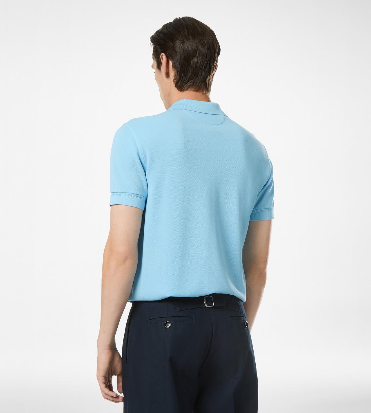 TOM FORD LYOCELL COTTON BLEND TURQUOISE POLO IN PIQU&Eacute;
