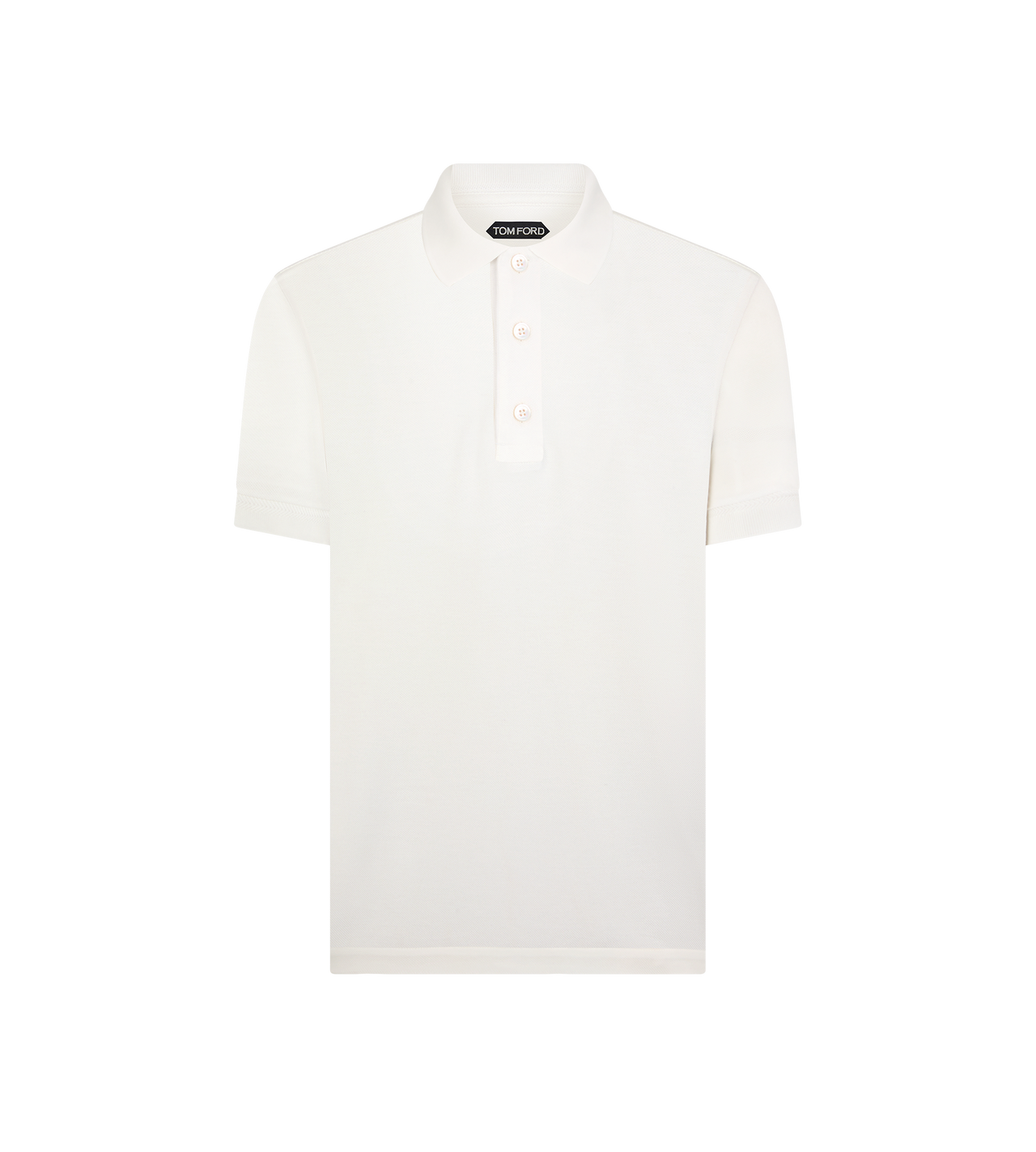 TOM FORD LYOCELL COTTON BLEND OFF WHITE POLO EN PIQU&Eacute;