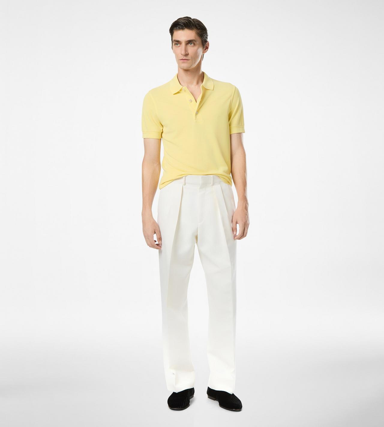TOM FORD LYOCELL COTTON BLEND DOUBLE CREAM PIQUET POLO