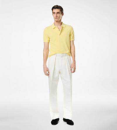 TOM FORD LYOCELL COTTON BLEND DOUBLE CREAM PIQUET POLO