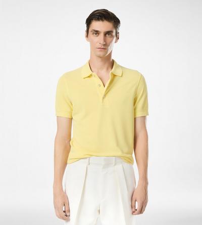 TOM FORD LYOCELL COTTON BLEND DOUBLE CREAM PIQUET POLO