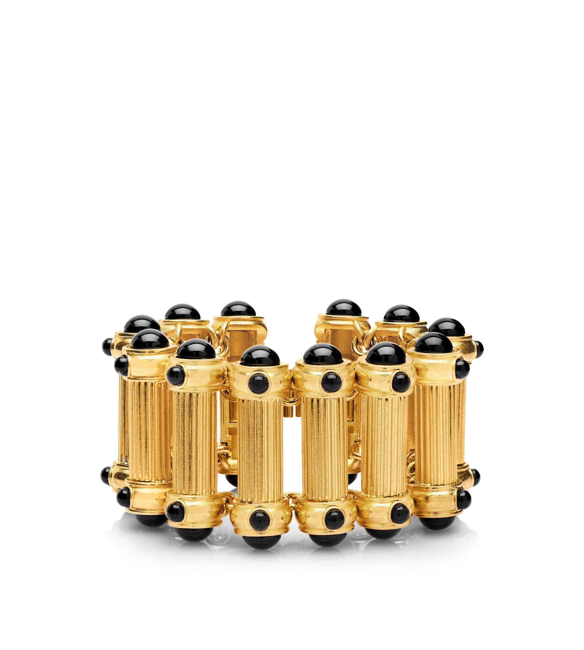 BRASS AND CRYSTAL CABOCHONS BRACELET