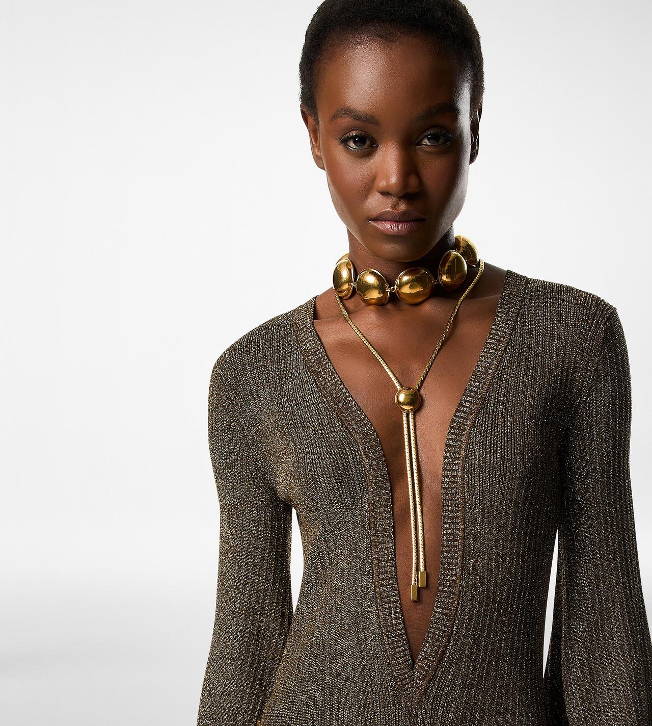 BRASS DOME LARIAT NECKLACE image number 2