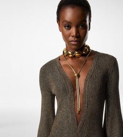 BRASS DOME LARIAT NECKLACE image number 2