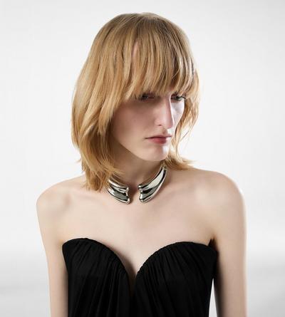 SILVER BRASS LIZA CHOKER image number 2