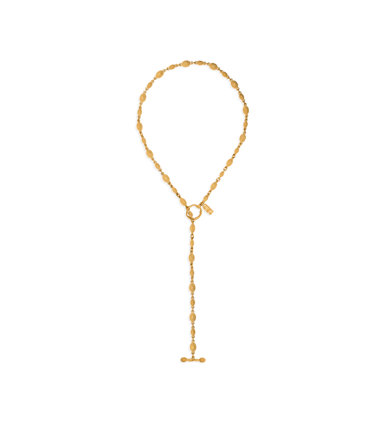 VINTAGE GOLD BRASS GRACE LARIAT NECKLACE image number 0