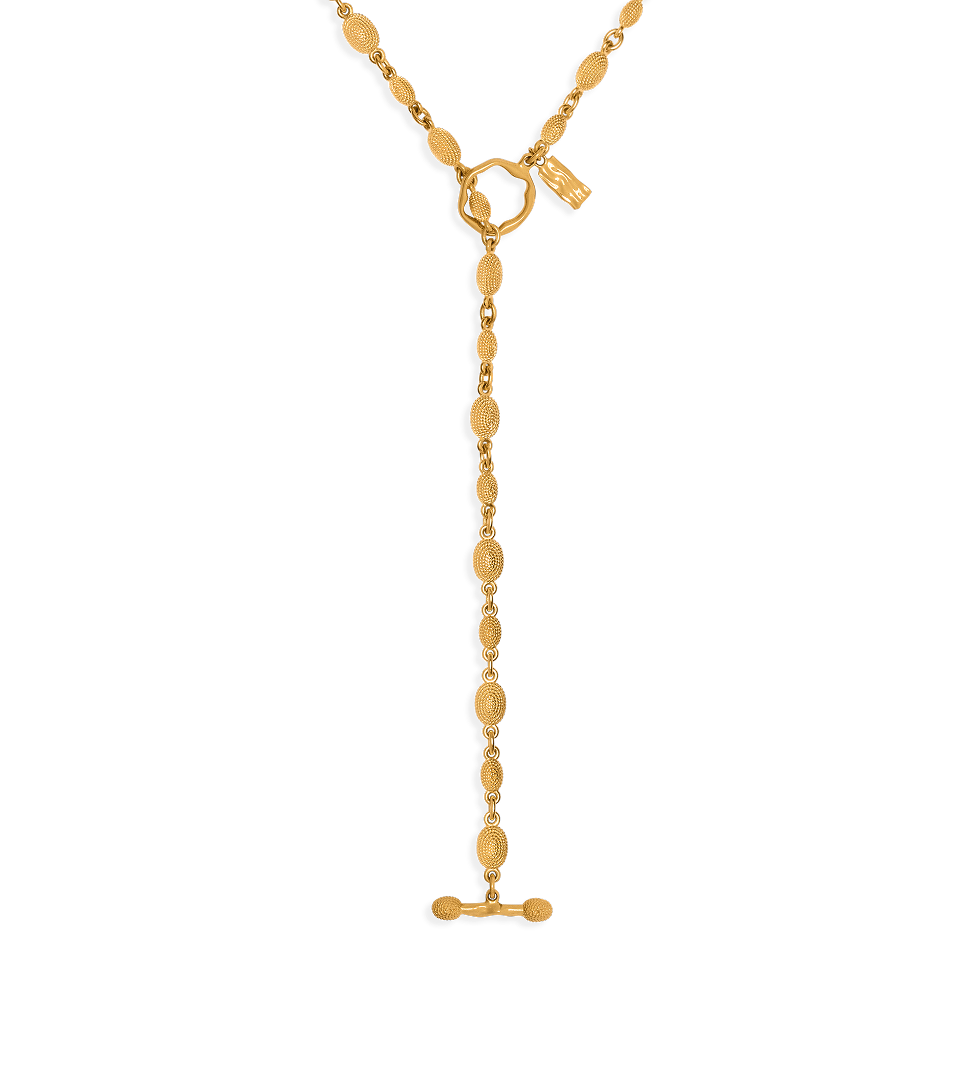 VINTAGE GOLD BRASS GRACE LARIAT NECKLACE
