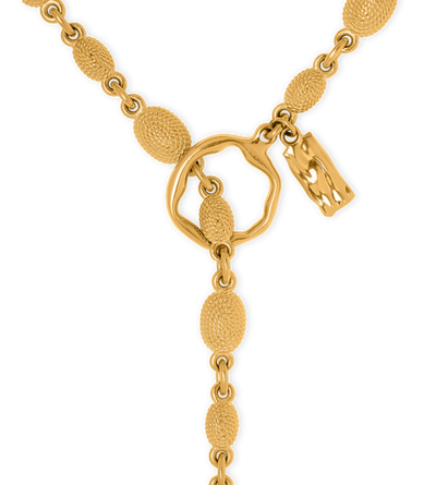 VINTAGE GOLD BRASS GRACE LARIAT NECKLACE image number 2