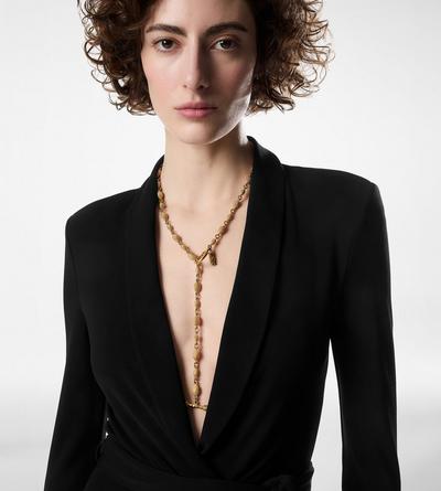 VINTAGE GOLD BRASS GRACE LARIAT NECKLACE image number 3