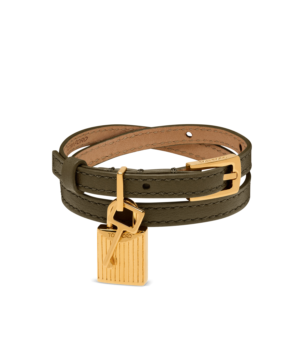 NATURAL GRAIN LEATHER PADLOCK BRACELET image number 0