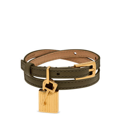 NATURAL GRAIN LEATHER PADLOCK BRACELET image number 0