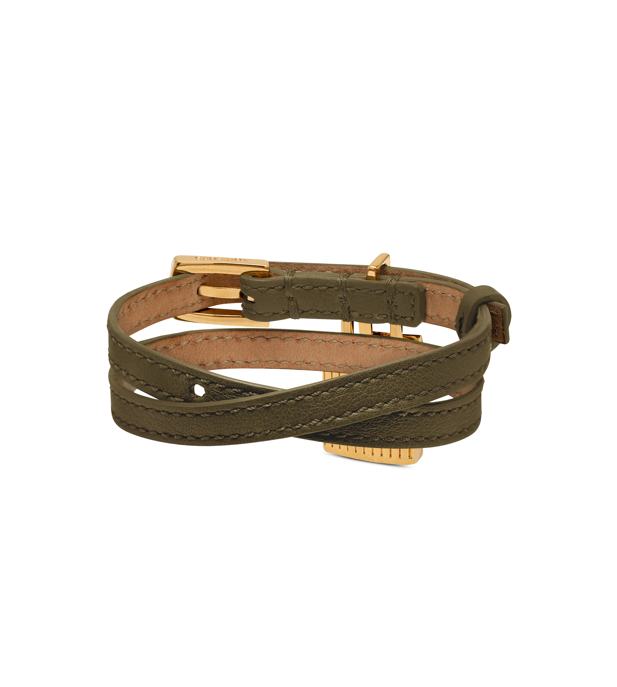 NATURAL GRAIN LEATHER PADLOCK BRACELET