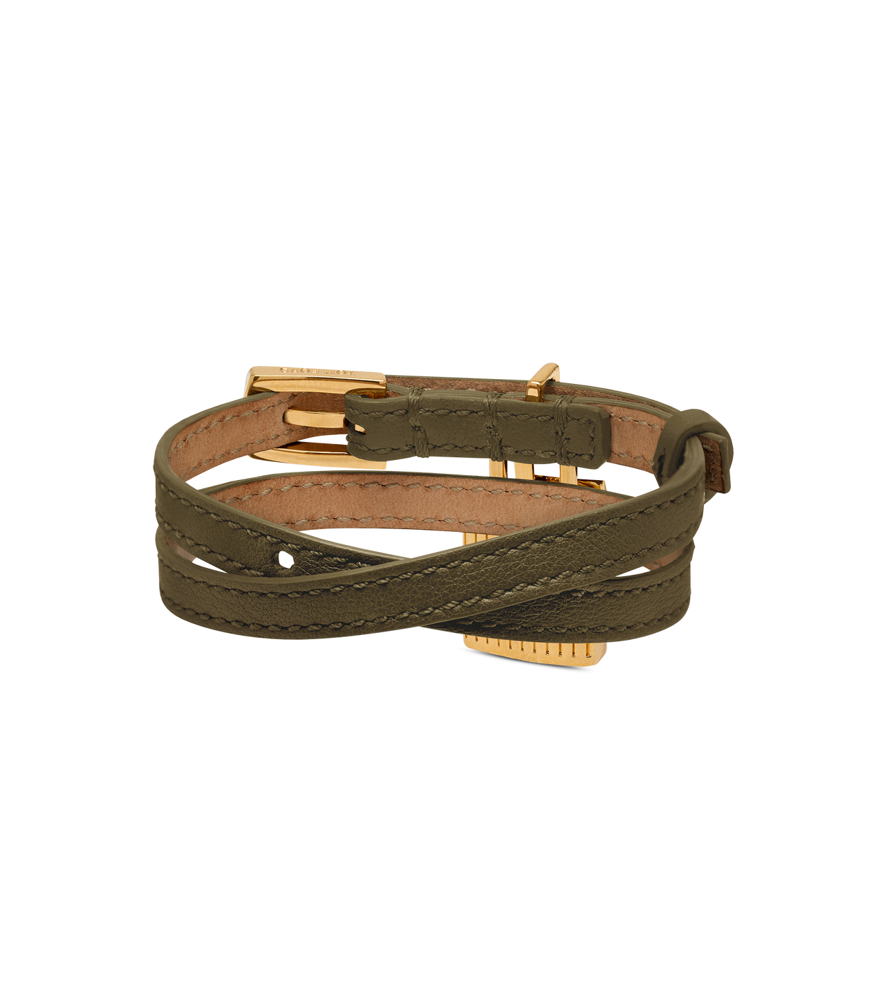 NATURAL GRAIN LEATHER PADLOCK BRACELET image number 1