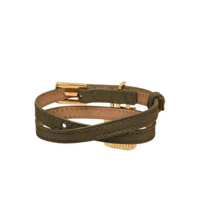 NATURAL GRAIN LEATHER PADLOCK BRACELET image number 1