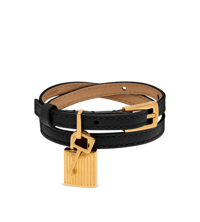 NATURAL GRAIN LEATHER PADLOCK BRACELET image number 0