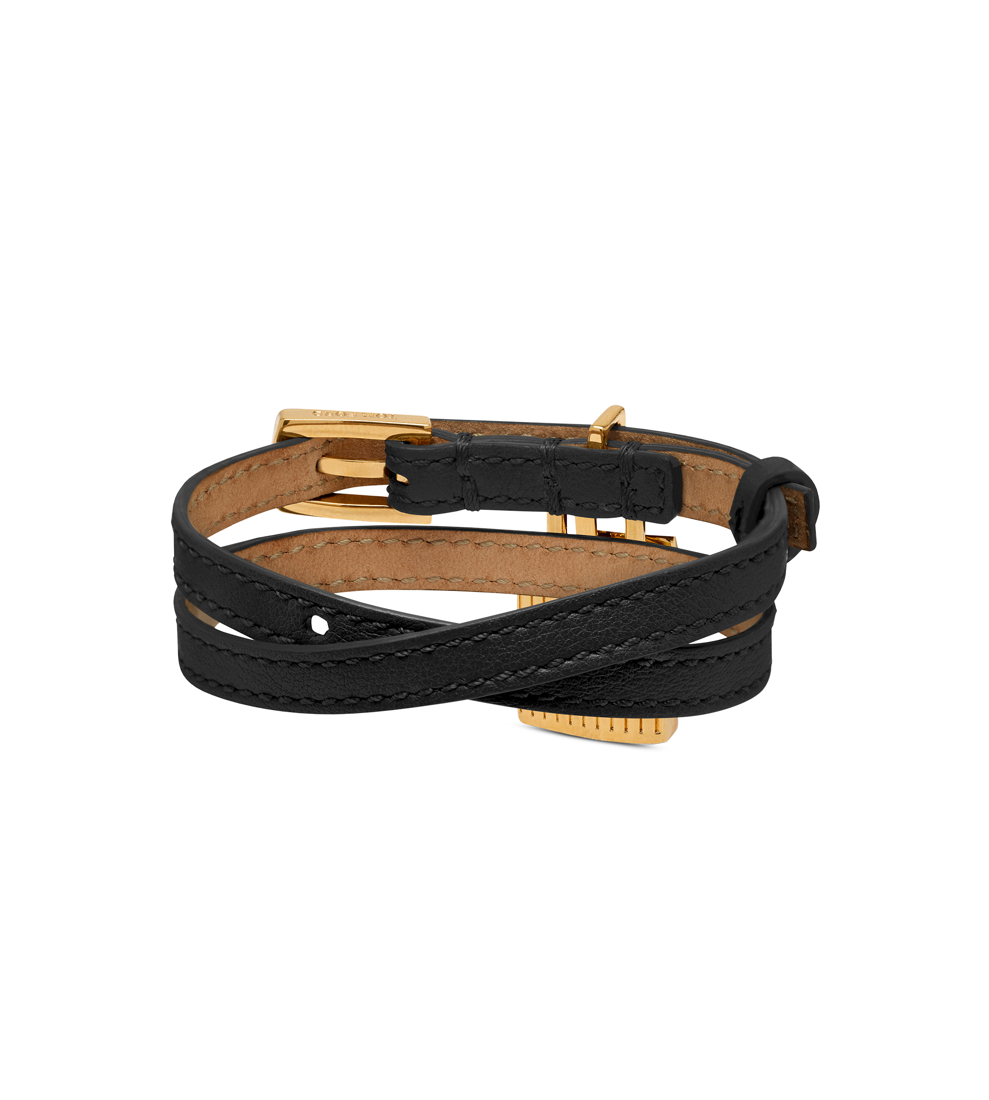 NATURAL GRAIN LEATHER PADLOCK BRACELET