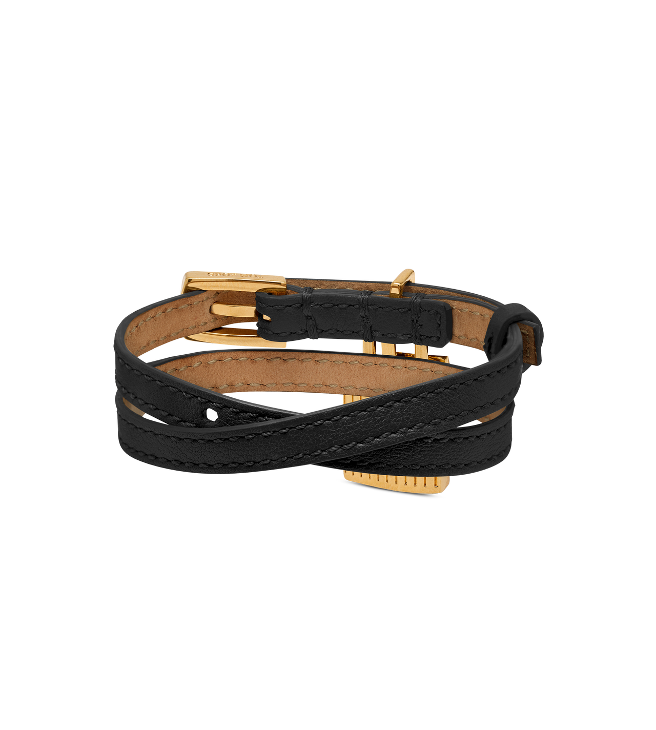 NATURAL GRAIN LEATHER PADLOCK BRACELET image number 1