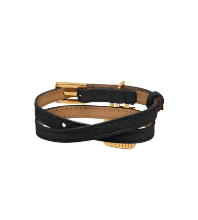 NATURAL GRAIN LEATHER PADLOCK BRACELET image number 1