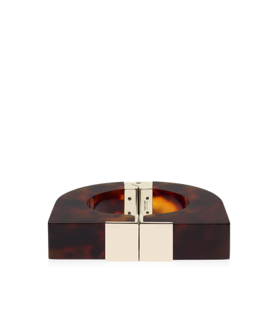TOM FORD BRASS CARAMEL TORTOISESHELL BRACCIALE DECO IN PLEXIGLASS E OTTONE