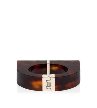 TOM FORD BRASS CARAMEL TORTOISESHELL BRACCIALE DECO IN PLEXIGLASS E OTTONE