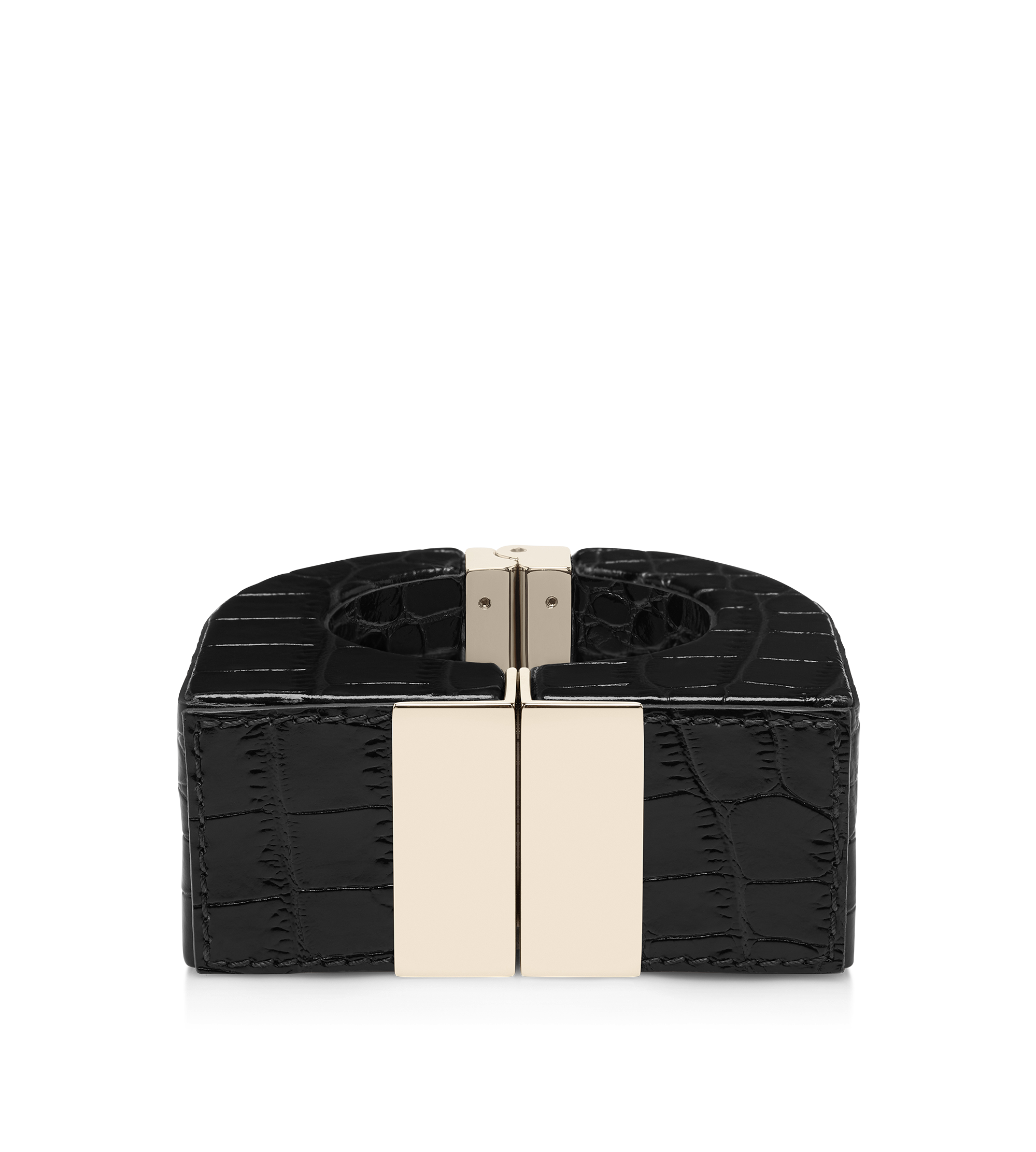 BRACELET D&Eacute;CORATIF EN CUIVRE ET CUIR DE CROCODILE BRILLANT ESTAMP&Eacute;