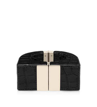 BRACELET D&Eacute;CORATIF EN CUIVRE ET CUIR DE CROCODILE BRILLANT ESTAMP&Eacute; image number 0