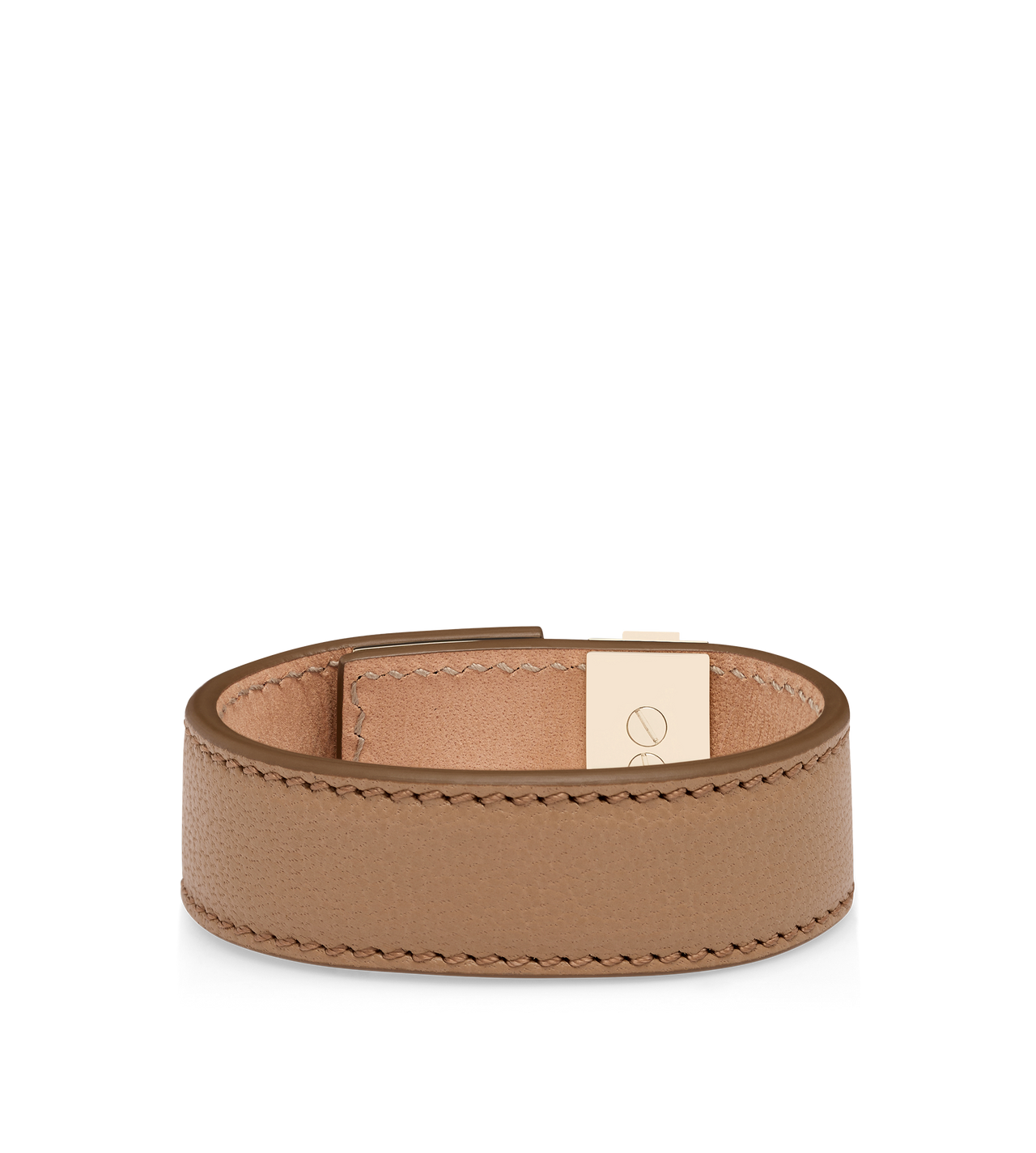 TOM FORD LEATHER RHUM SUPPLE GRAIN LEATHER T LATCH BRACELET