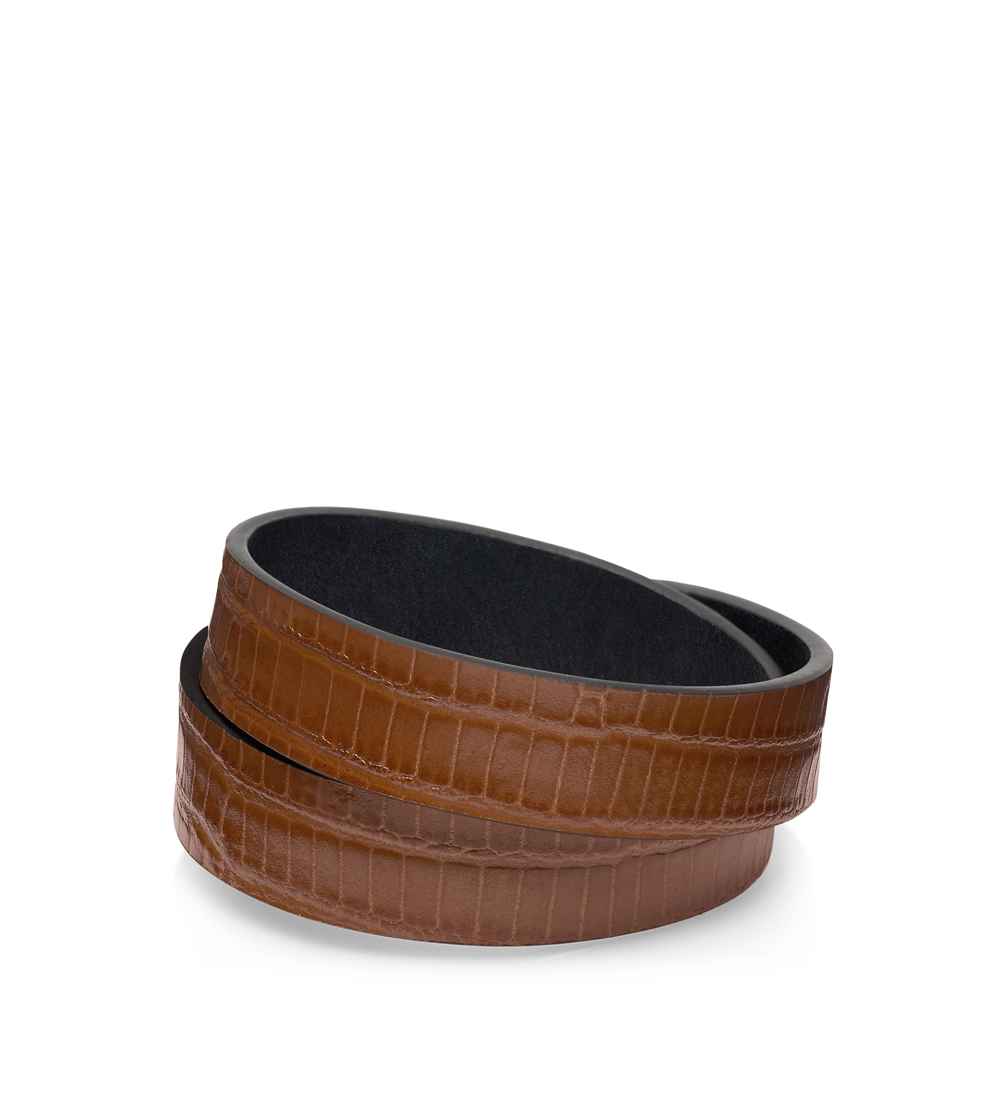 TEJUS-EFFECT PRINTED LEATHER INTERLOCK T BRACELET
