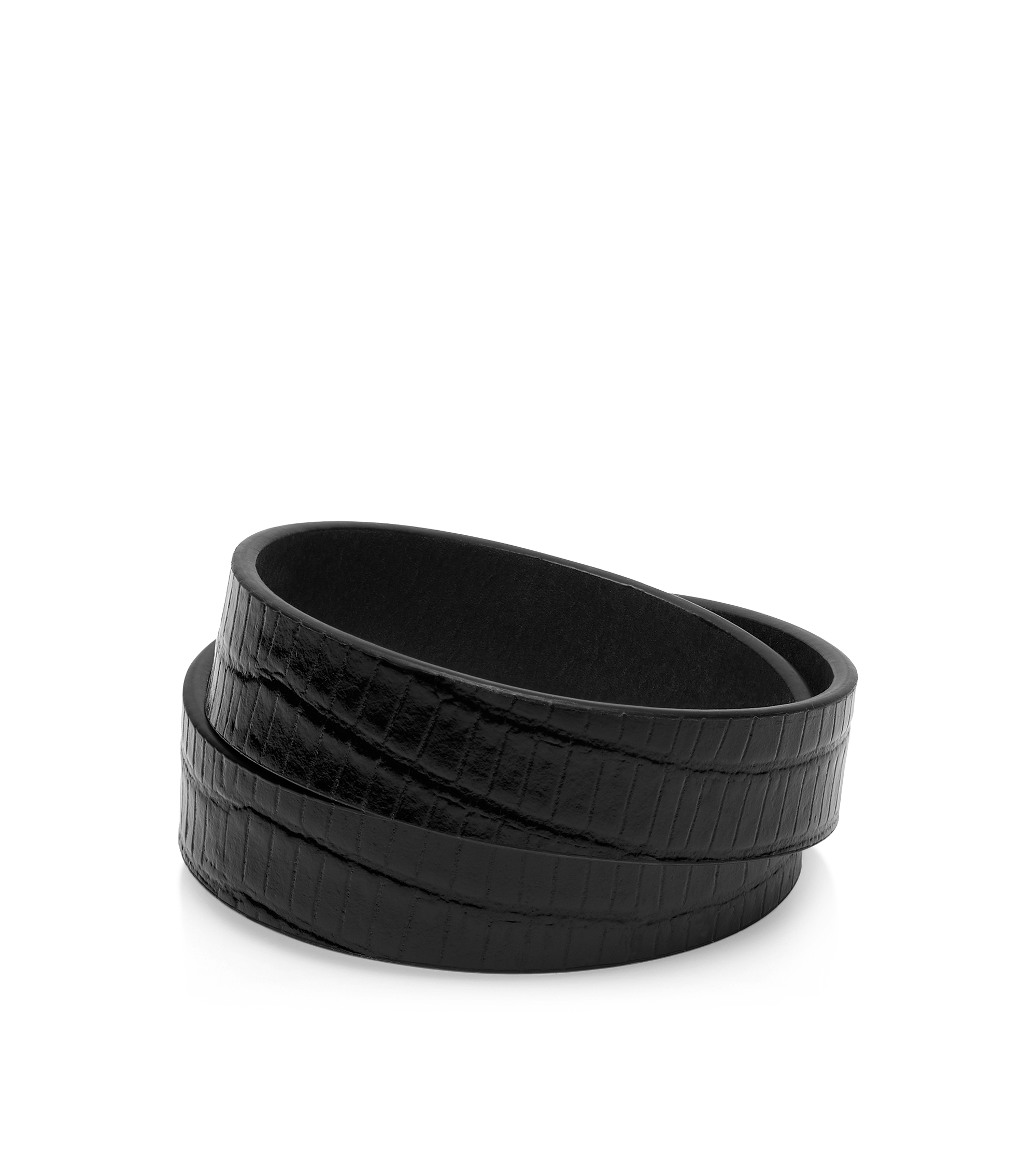 TEJUS-EFFECT PRINTED LEATHER INTERLOCK T BRACELET
