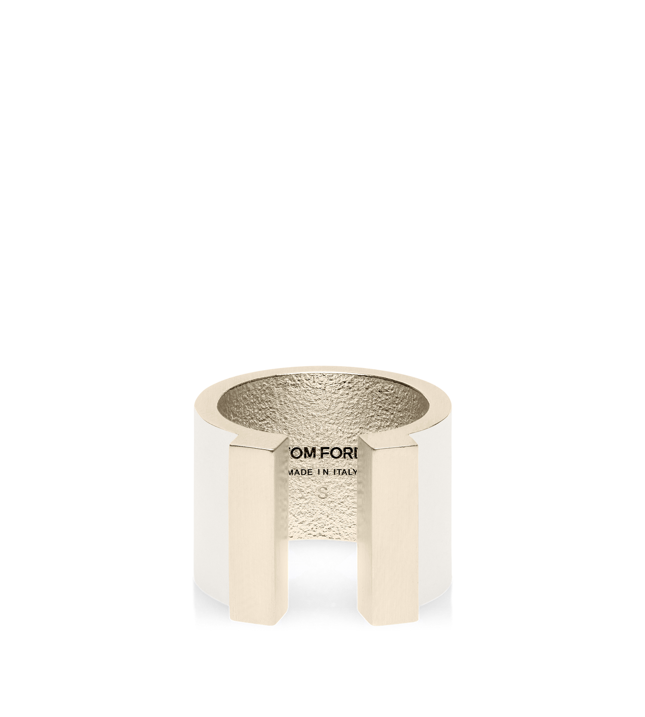 TOM FORD BRASS WHITE PEARL MATTE LACQUERED BRASS FERA OPEN RING