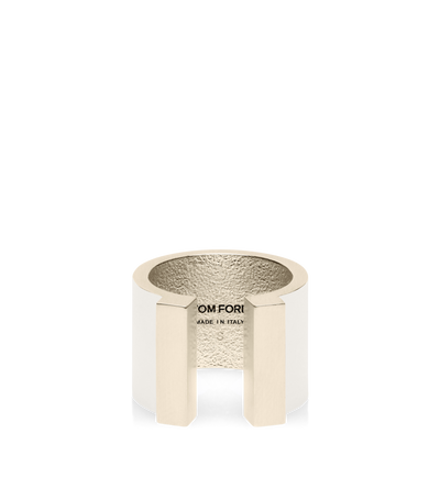 TOM FORD BRASS WHITE PEARL MATTE LACQUERED BRASS FERA OPEN RING