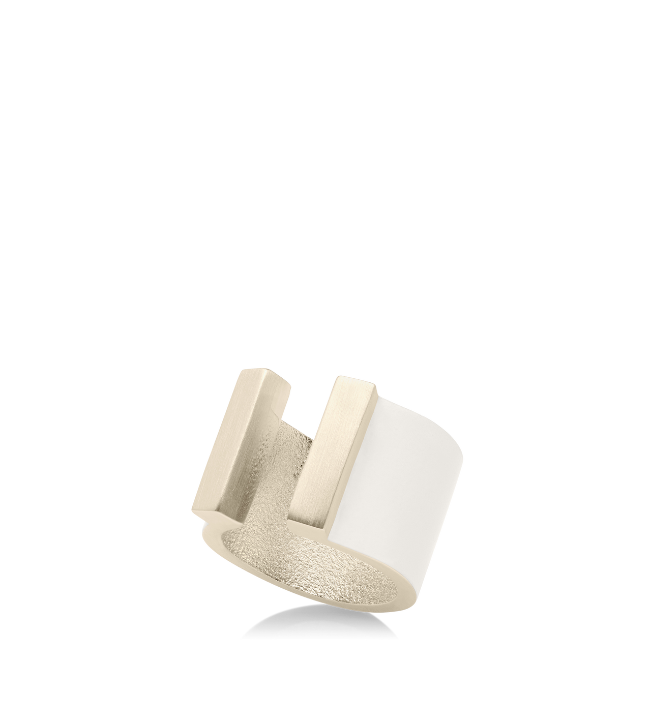 TOM FORD BRASS WHITE PEARL MATTE LACQUERED BRASS FERA OPEN RING