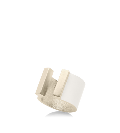 TOM FORD BRASS WHITE PEARL MATTE LACQUERED BRASS FERA OPEN RING