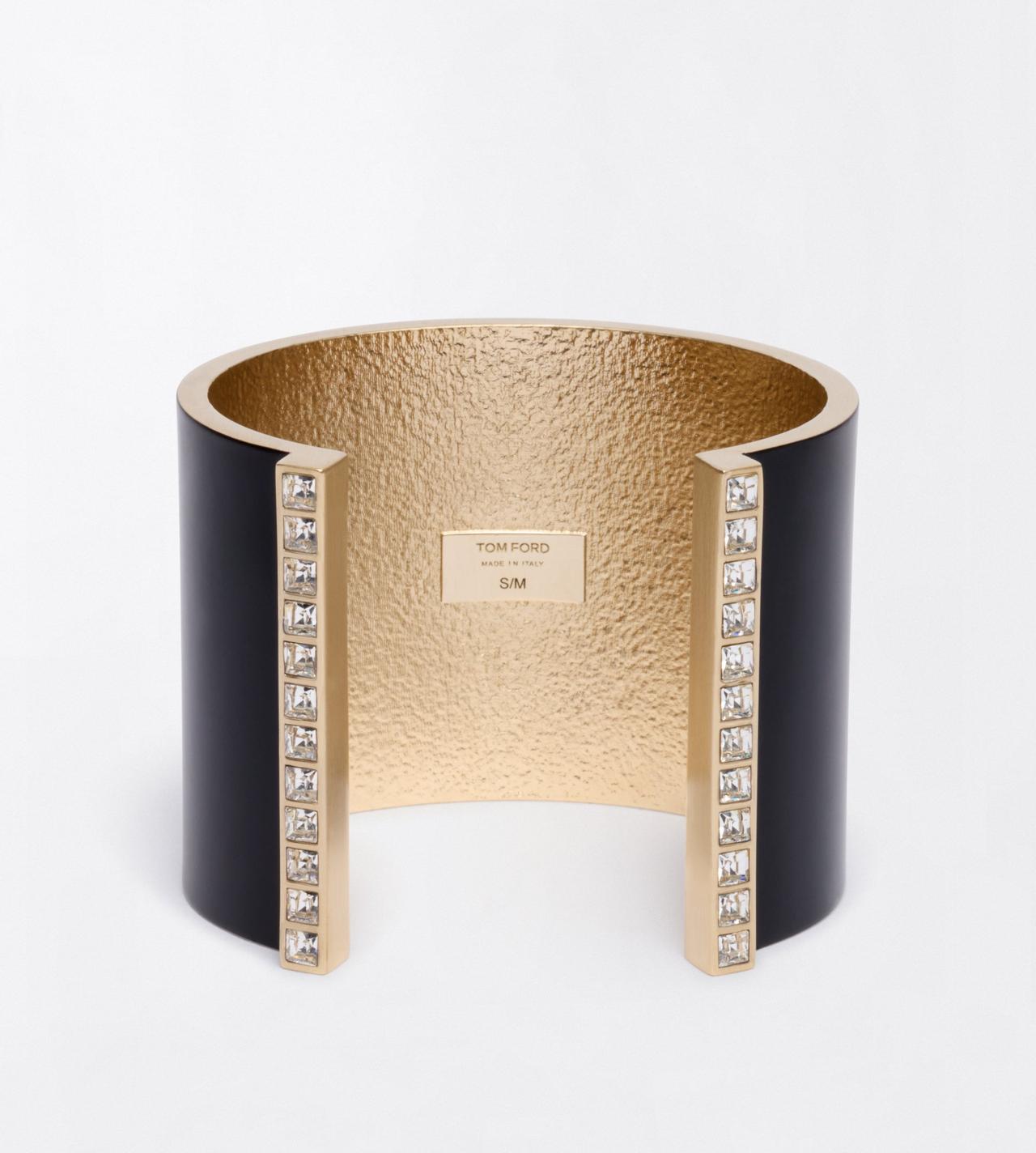TOM FORD BRASS BLACK + CRYSTAL MATTE LACQUERED BRASS AND CRYSTAL STONES FERA CUFF