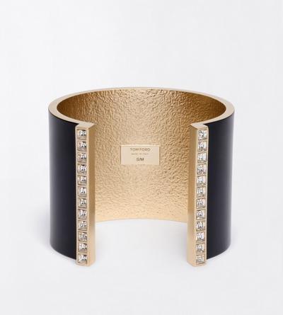 TOM FORD BRASS BLACK + CRYSTAL MATTE LACQUERED BRASS AND CRYSTAL STONES FERA CUFF