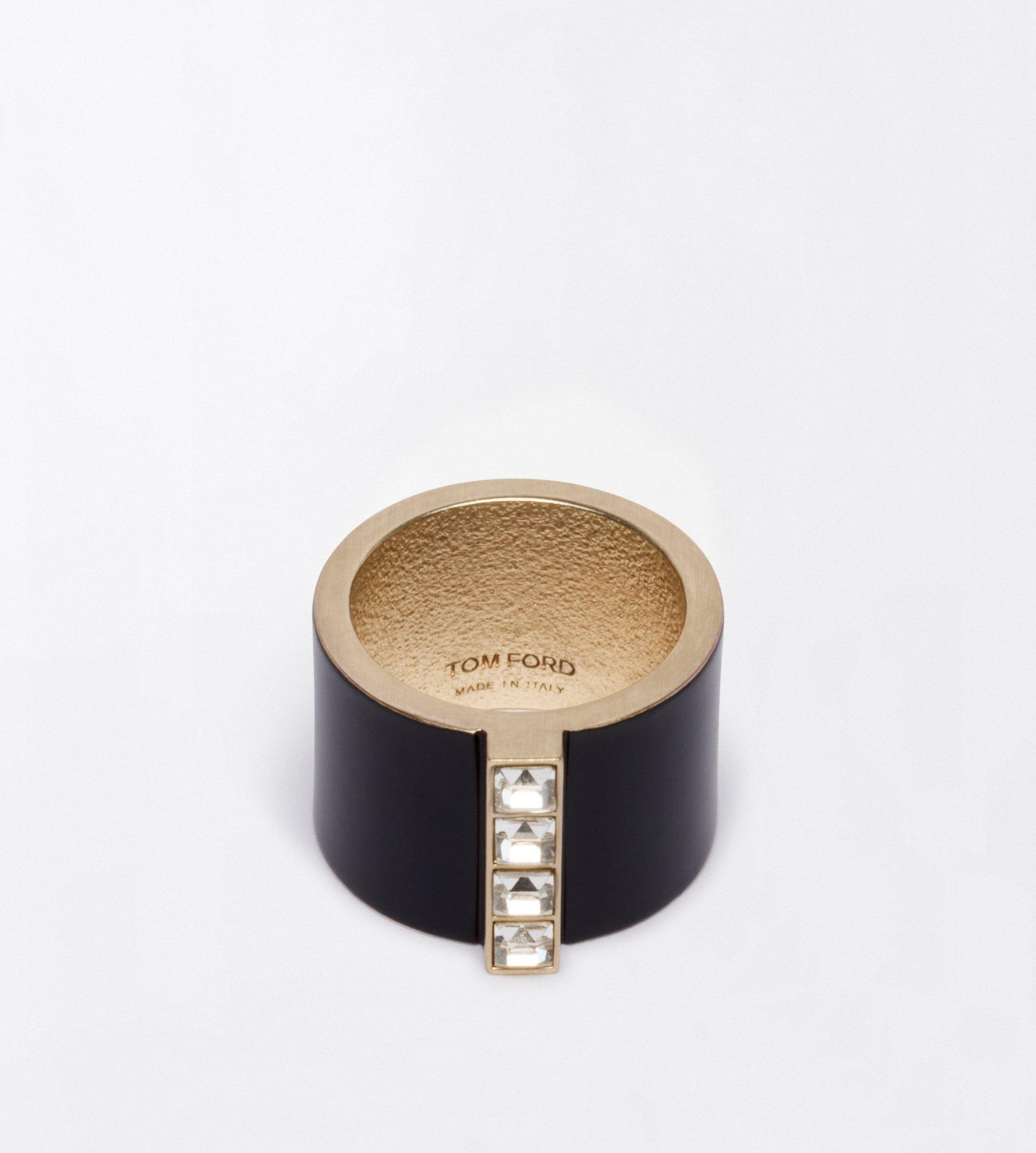 MATTE LACQUERED BRASS AND CRYSTAL STONES FERA WIDE RING