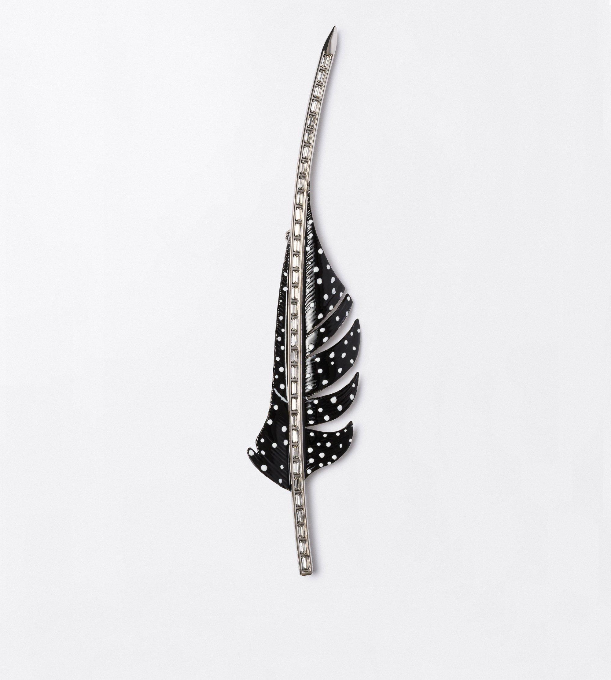 ENAMELED BRASS AND CRYSTAL-EMBELLISHED BROOCH