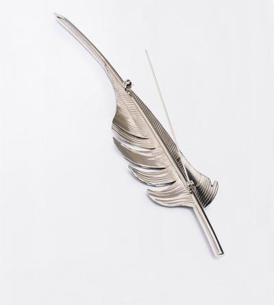 TOM FORD BRASS SILVER + BLACK/WHITE + CRYSTAL ENAMELED BRASS AND CRYSTAL-EMBELLISHED BROOCH