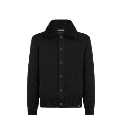 SHEARLING COLLAR CASHMERE CARDIGAN image number 0