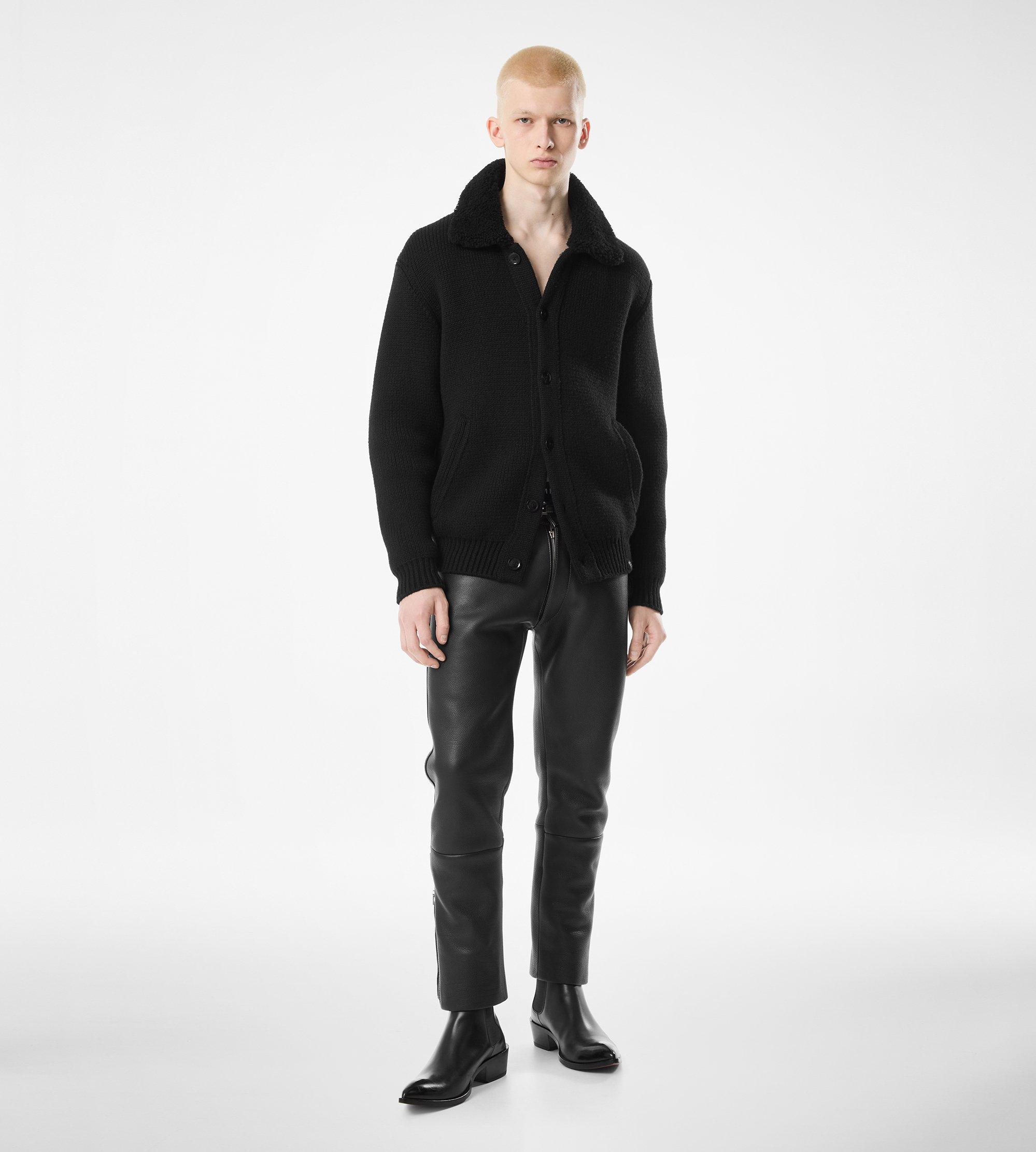 SHEARLING COLLAR CASHMERE CARDIGAN